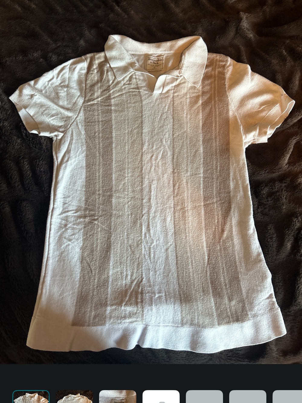 Abercrombie & Fitch White Short-Sleeve Knit Polo